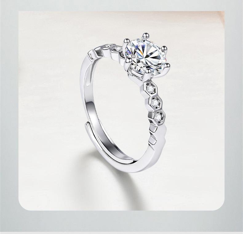 European and American layered matching diamond-shaped honeycomb ring, one-carat women's imitation moissanite ring, direct wholesale from manufacturer
