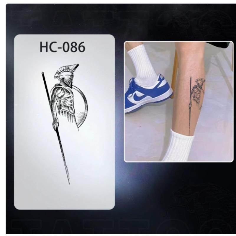 Men's European retro tattoo stickers, compass and mountain, Spartan warrior, bird compass, durable and waterproof, temporary tattoo stickers lasting one to two weeks