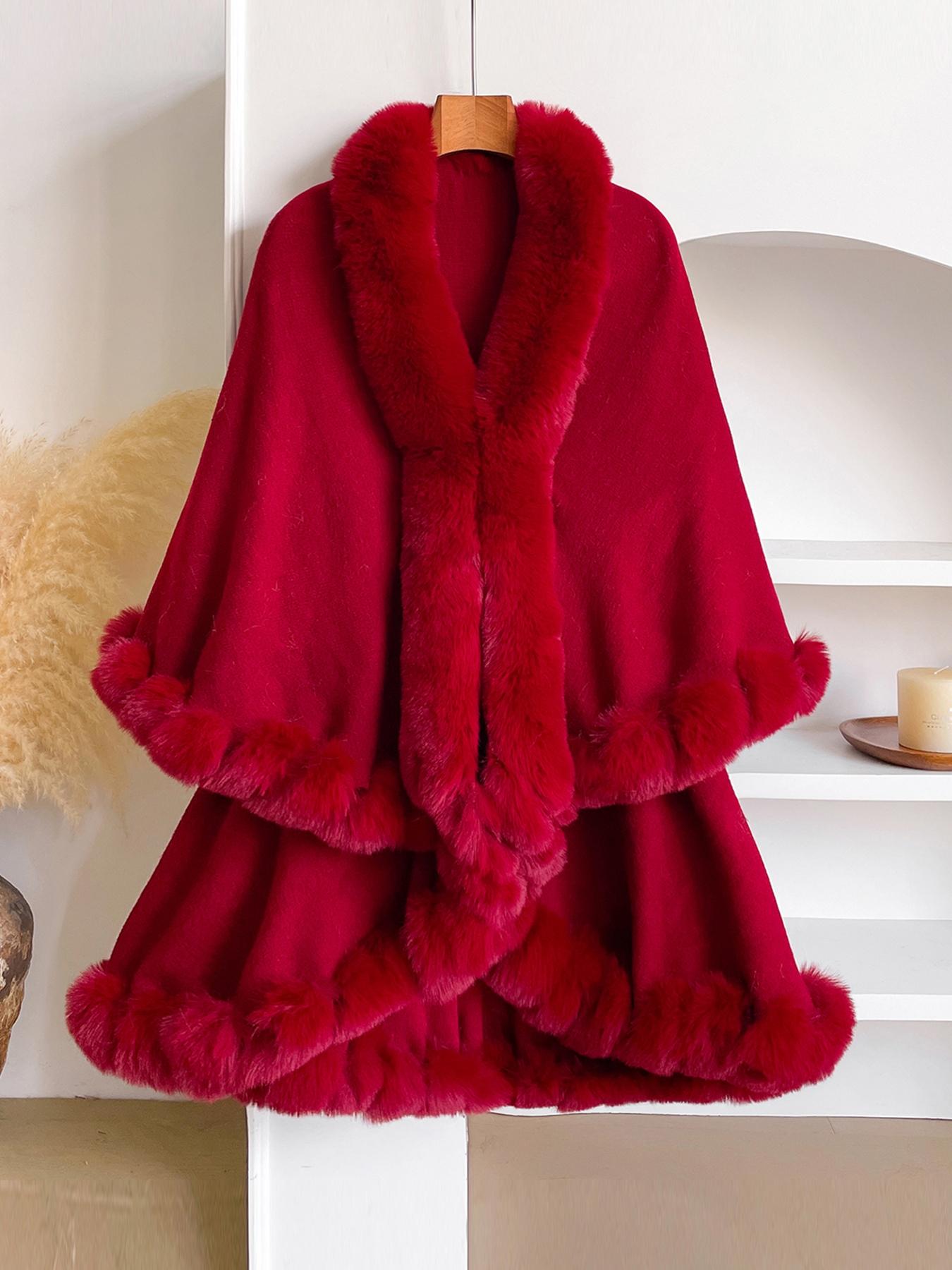 Women's Elegant Fashion Solid Color Thick Shawl, Fluffy Soft Scarf, Warm Fall & Winter Accessory, Fitted Style, Plain Pattern, Perfect for Cold Weather