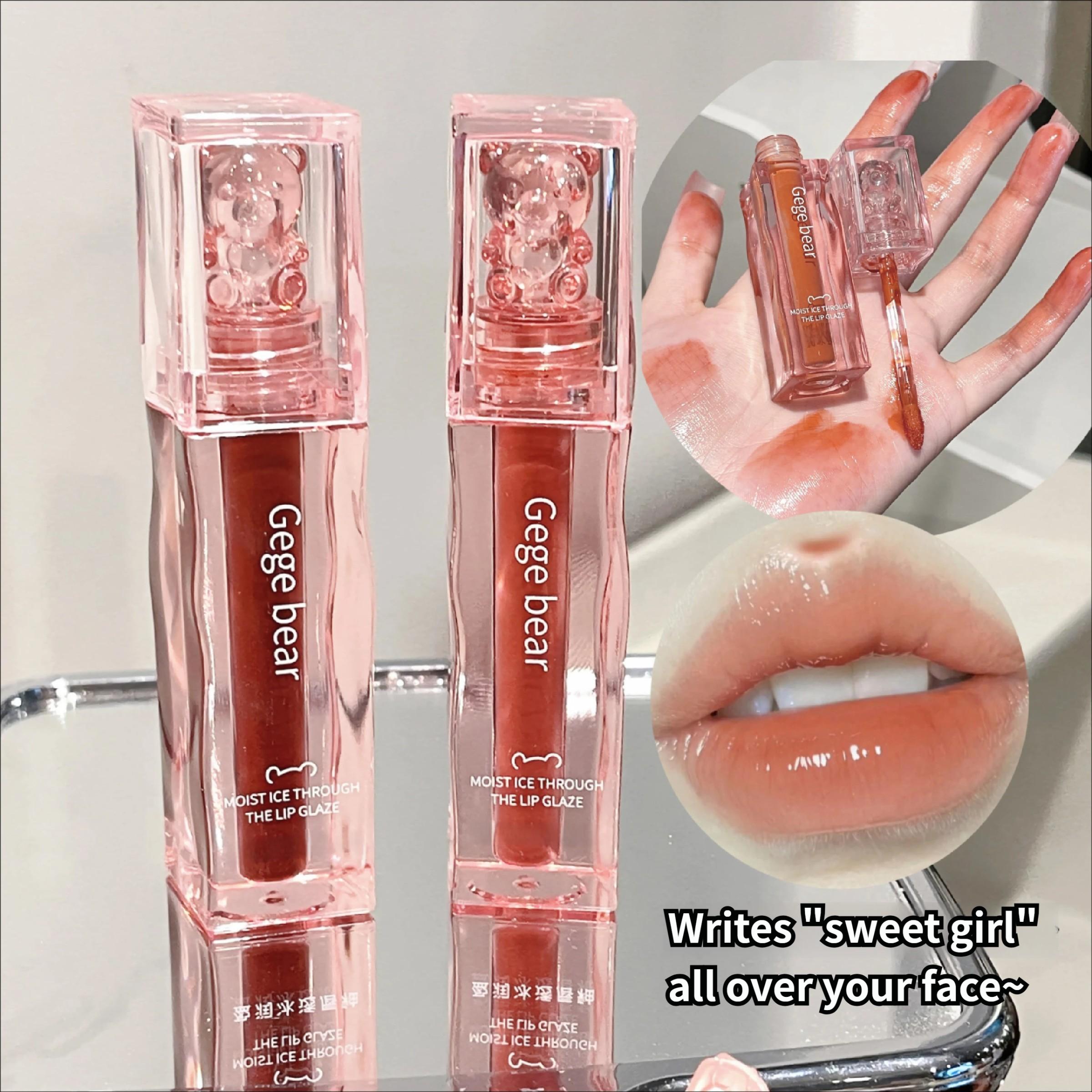 Waterproof Mirror Finish Lipstick, Transparent Bean Sand Milk, Gentle Fake Makeup Gift for Women, Christmas & Valentine's Day