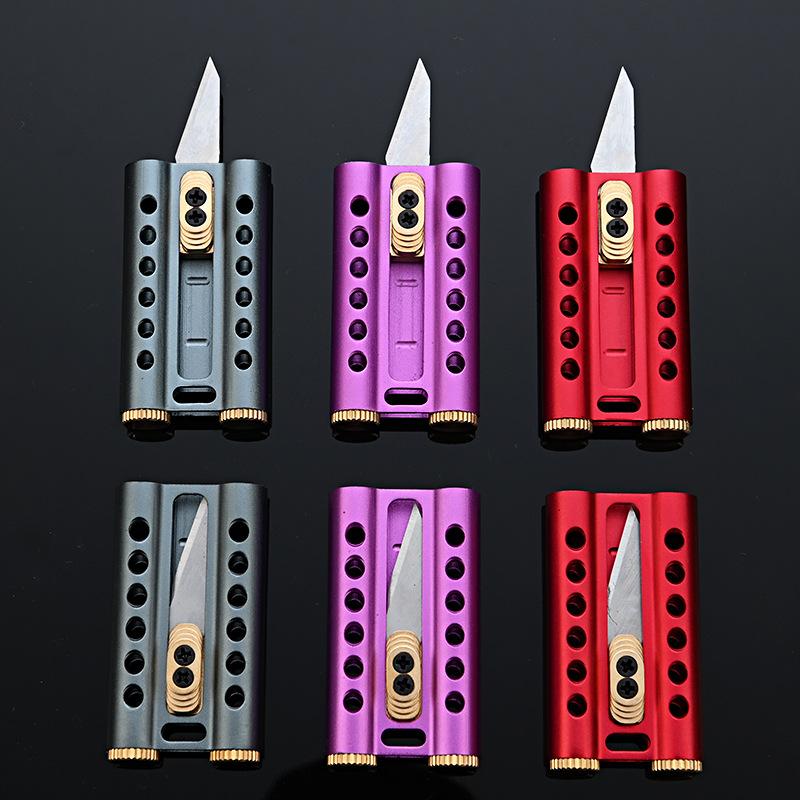 Multifunctional Paper Cutter Knife, Sharp Pocket Knife, Portable Mini Push-Pull Craft Knife Keychain Hanging Decoration, Cutting Supplies