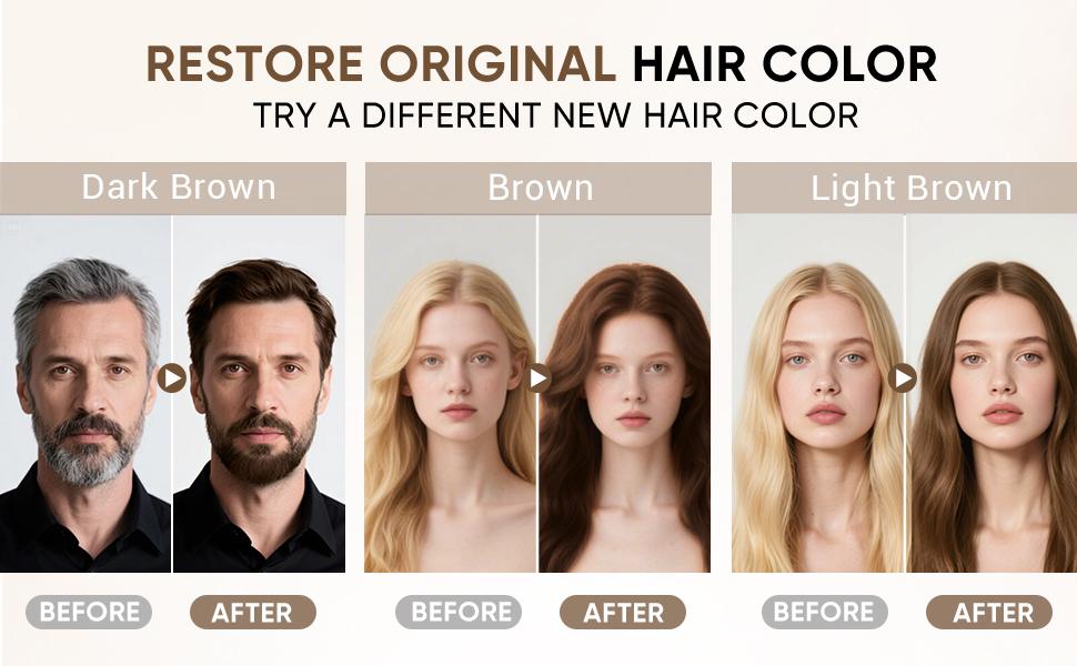 3-in-1 Argan Oil Hair Dye Shampoo for Gray Hair Coverage, Instant Dark Brown Hair Color Shampoo for Women & Men, Long-Lasting Semi-Permanent Dye, Easy to Use, Champu Para Canas, 500ml / 16.9 Fl Oz