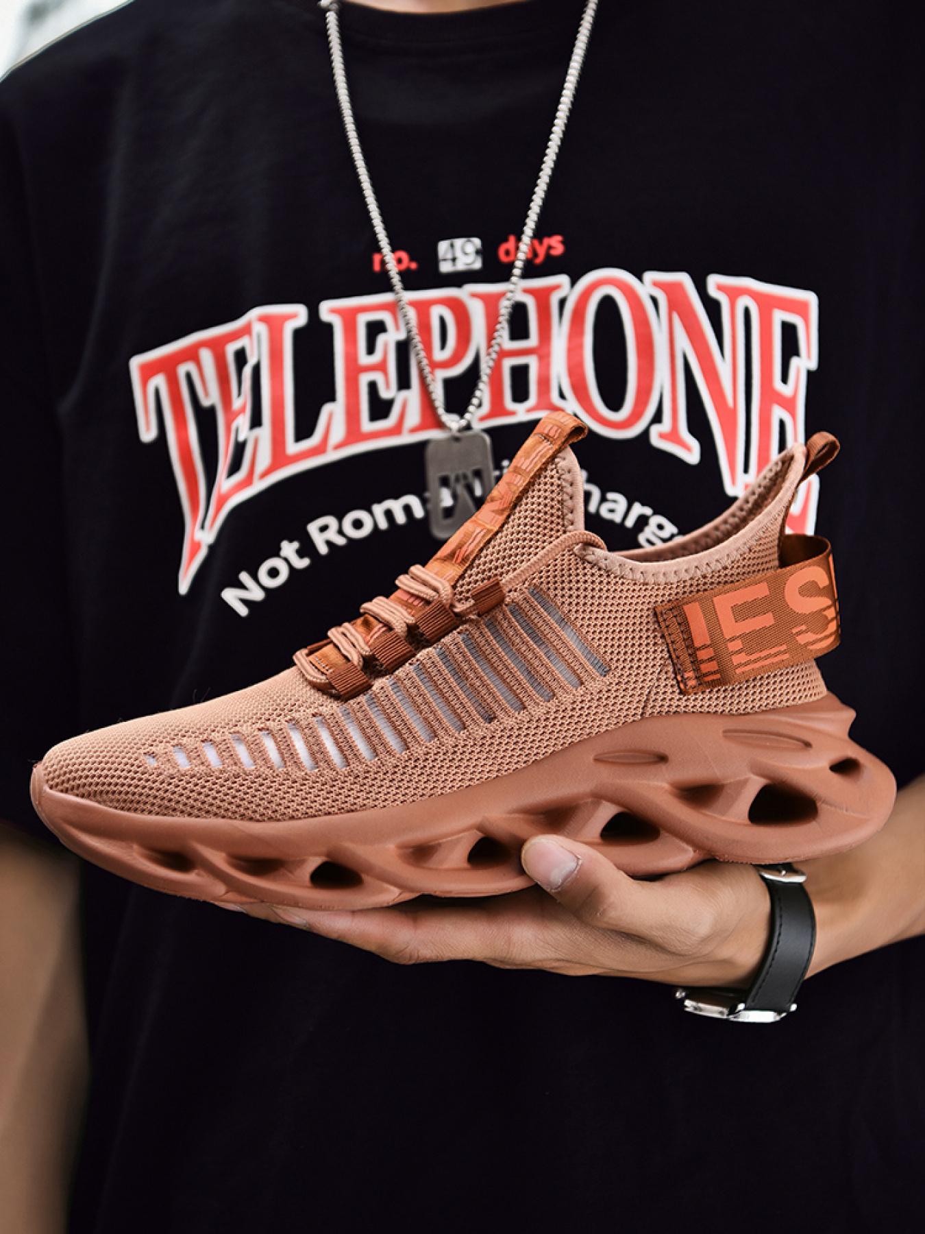 Men's Letter Strap Trend Shoes: Unique Blade-Sole, Daily/Running Dual-Use Casual Shoes