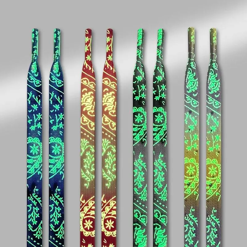 New Luminous Shoelaces for Sneakers Flat Splash-ink Shoe Laces Fluorescent Glowing Running Boot Shoelace Cool Shoestrings 1Pair