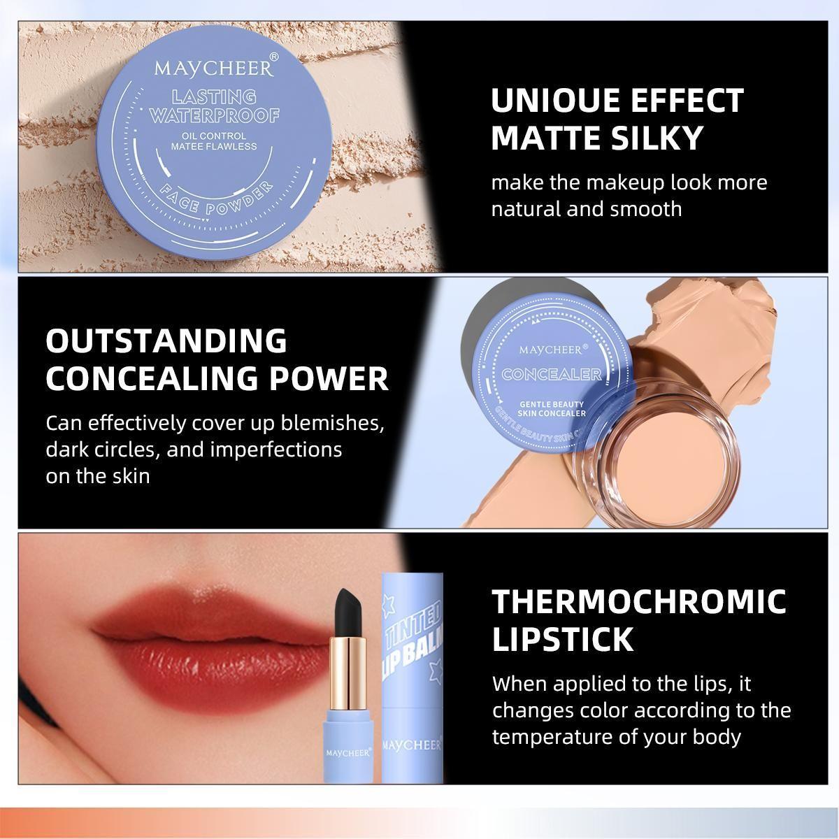 All-in-one full-face makeup gift set, Cosmetic, 8-piece makeup collection, creates a natural, three-dimensional look, long-lasting wear, easy to handle for multiple occasions, suitable for beginners, a daily essential versatile mak