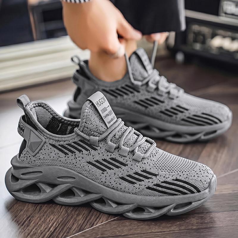 Men's Running Shoes, Breathable Flyknit Mesh, Durable Anti-Slip, Shock Absorption, Casual Low Top, Comfortable Fashion, Outdoor Activities