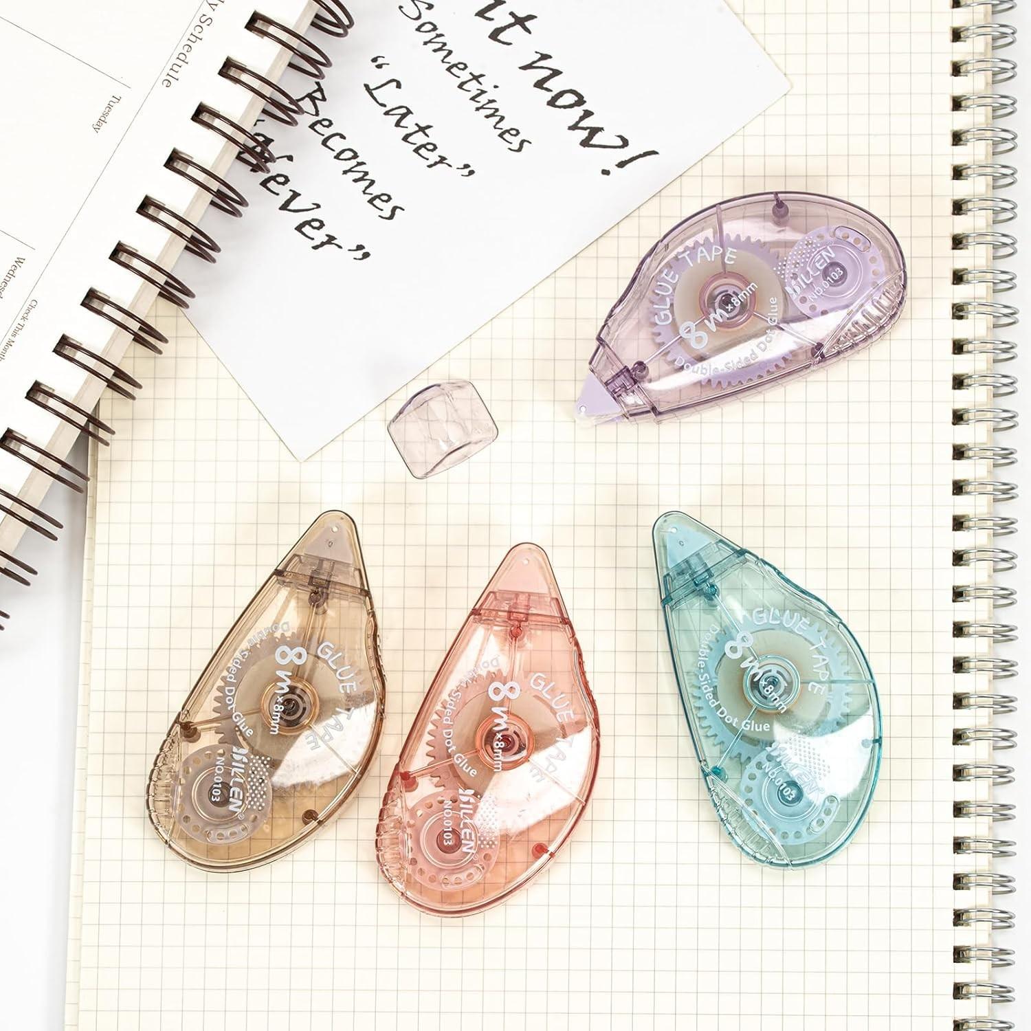 4 Pack Double Sided Tape Rollers for Crafts Scrapbook ,Glue Tape Runner for Kids and Adults,School Office Teacher Supplies (0.31 inch/8mm X 26.25 ft / 8m)