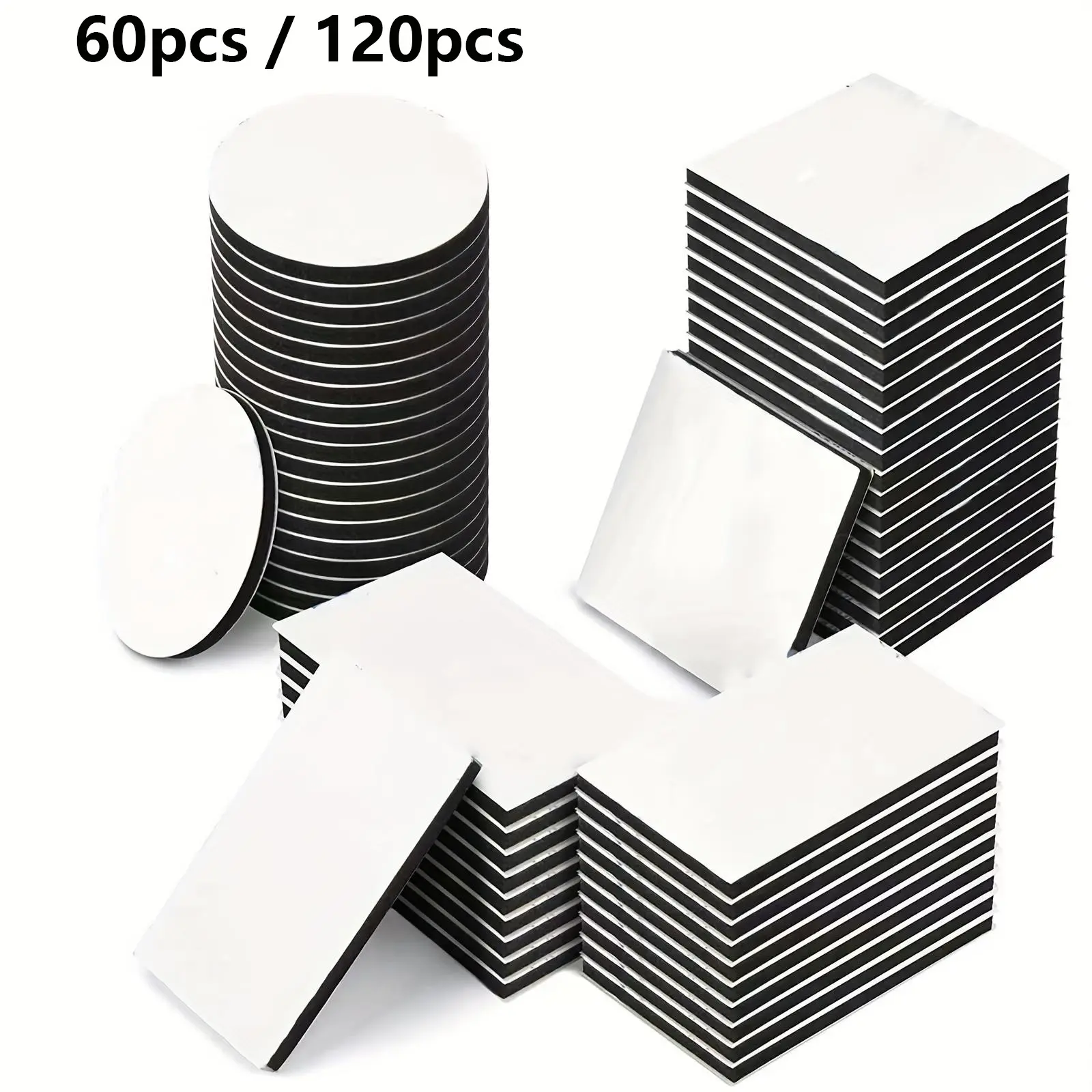 Double Sided Square and Round Tape, Multifunctional Self Adhesive Foam Pad, Non-slip Strong Adhesive Tape, Mounting Pad for Home Office Wall Decor, Double Sided Tape for Walls, No Drill Adhesive