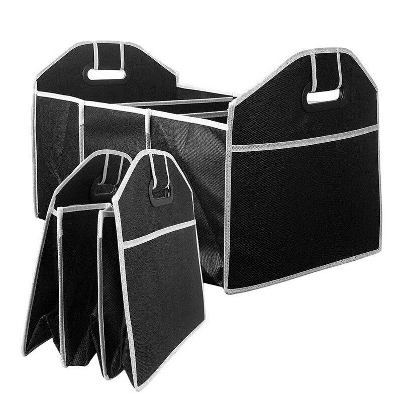 Car trunk cargo storage bag, foldable black car and trunk storage box