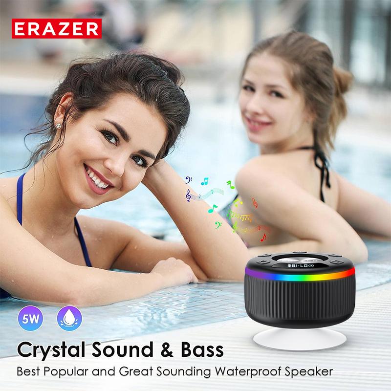 ERAZER XM102 Waterproof Shower Bluetooth Speaker Portable Wireless Speaker with Suction Cup IPX6 Waterproof Speaker Suitable for home/party/outdoor/beach, electronic products, birthday gifts