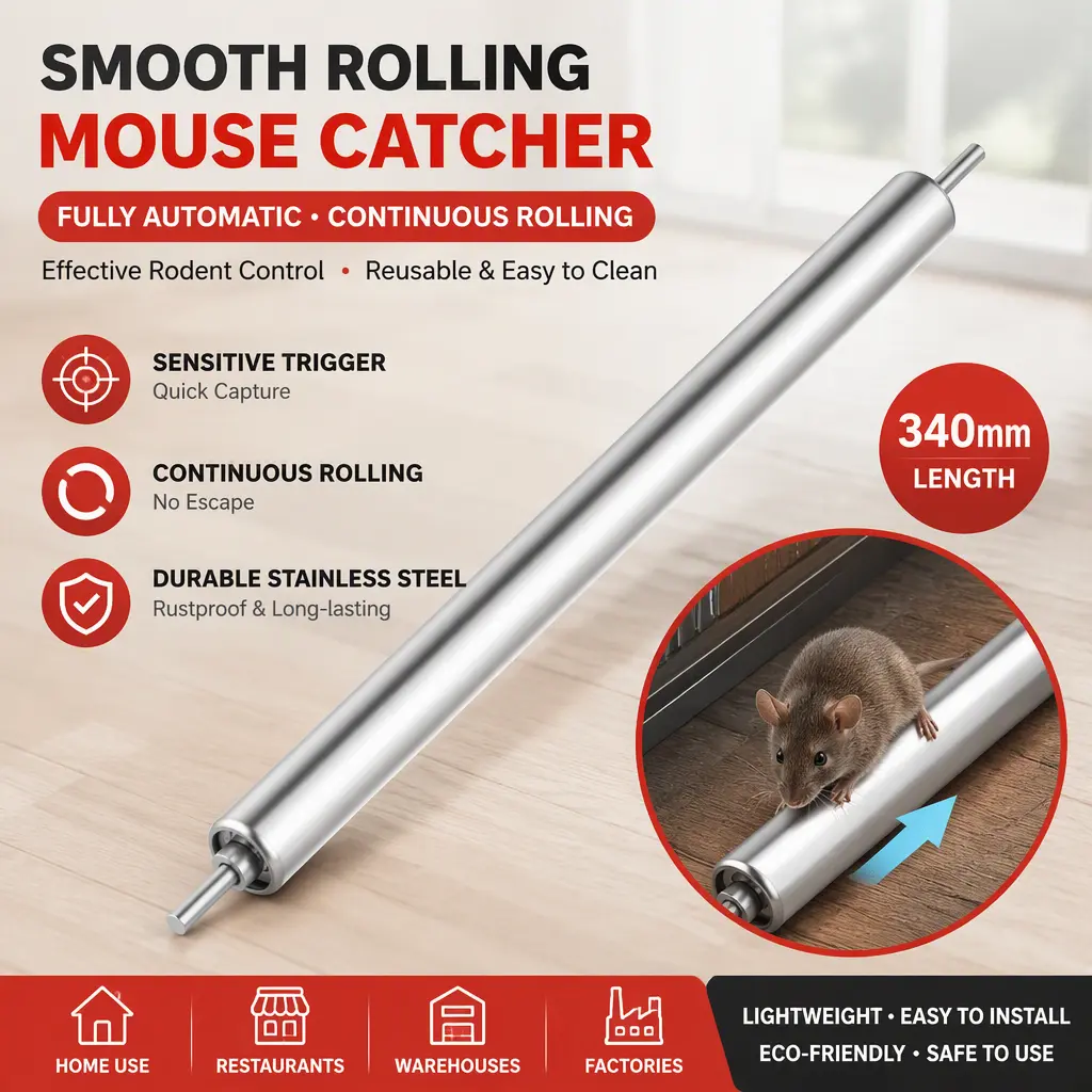 340mm High Smooth Bearing Mouse Trap Roller, Continuous Rolling Rat Trap Roller Replacement Shaft for Home Use