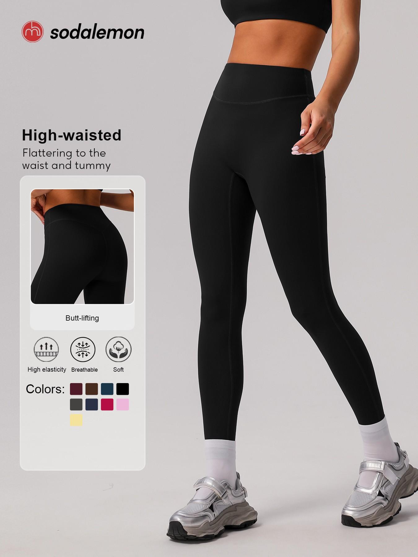 Women's Solid High Waist Sports Leggings, High Waisted Leggings, Casual Comfy Breathable Skinny Pants for Yoga Gym Workout Running, Ladies Sportswear for All Seasons, Womenswear