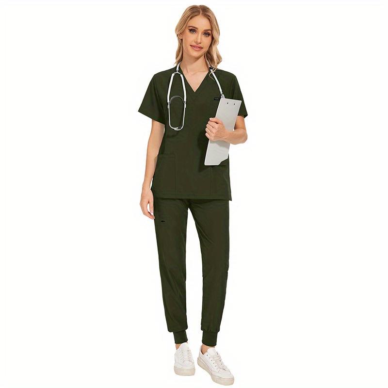 Unisex Uniforms Beauty Costume Women Nurse Doctor Set Clinic Workwear Pet Vet Tops Pants Comfortable Leisure Care Center Daily Practical Work Clothes Set