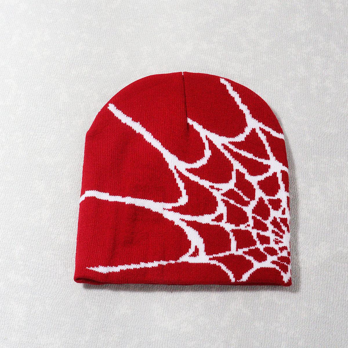 2026 New Spider Web Y2K Jacquard Knitted Beanie, European-American Trend Winter Hat, Sports & Outdoor Accessories for Women, Beanies