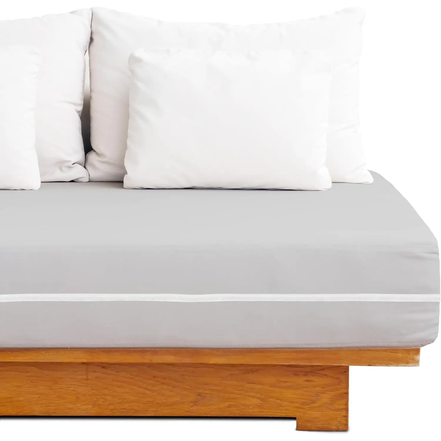 Zipper Fitted Sheet Made of 100% Microfiber Fabric Super Soft- Twin Size Upto 12 Inch Deep Pocket- Light Grey Color