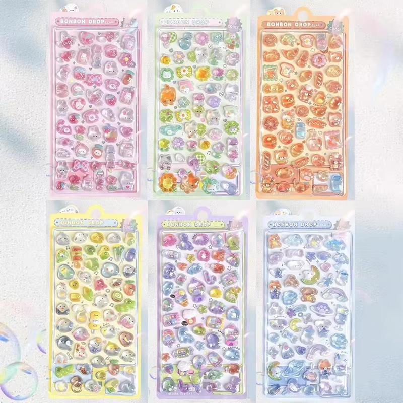 Creative 3D Crystal Bubble Stickers, Fun 3D Cartoon Decorative Stickers, DIY Phone Case Gift, Diary Notebook Calendar Hanging Decoration