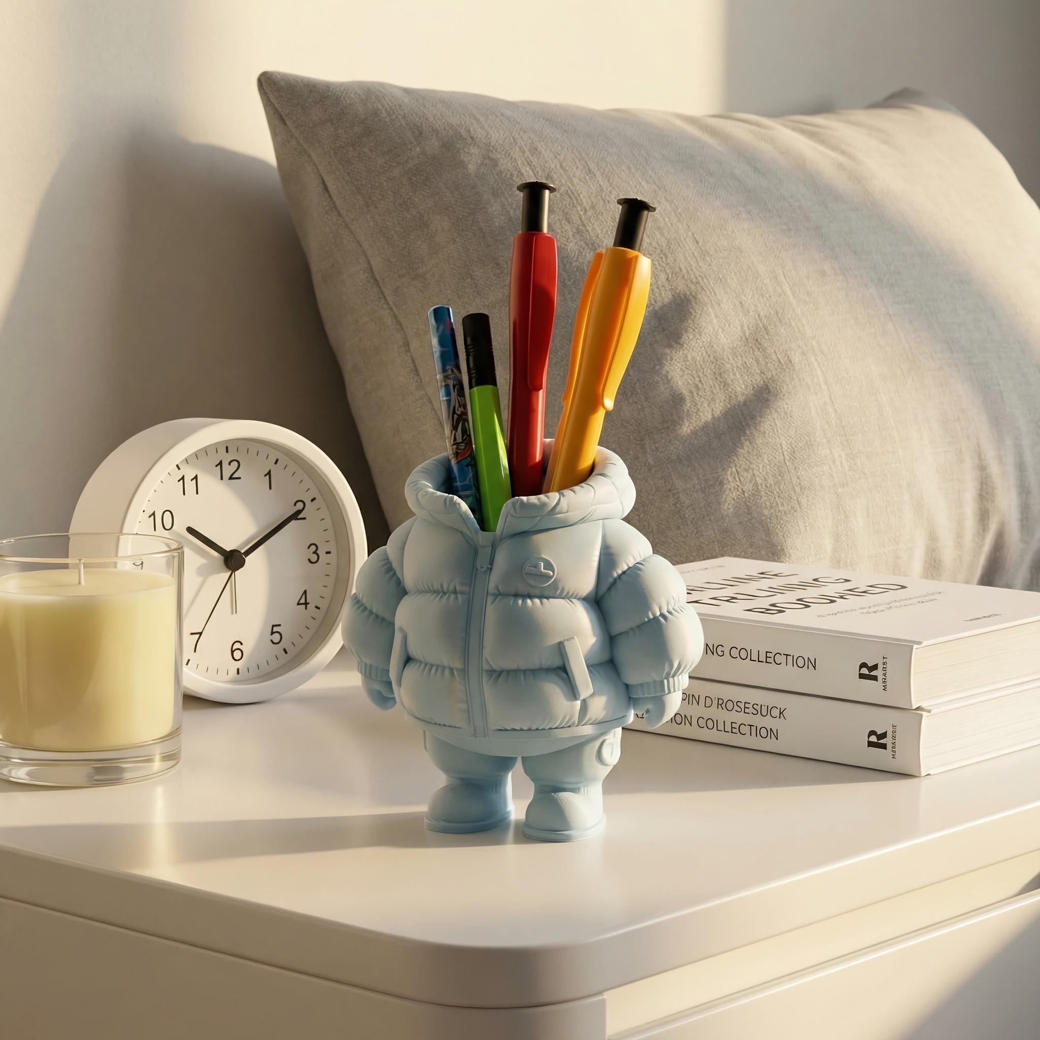 3D Printed Down Jacket Desk Organizer, Pencil Holder, Dried Flower Vase, Realistic Fun Design, Adds Atmosphere to Your Desk