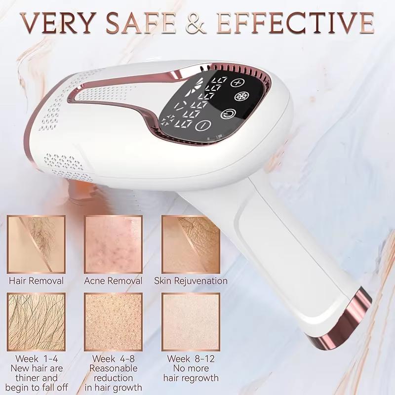 Laser Hair Removal Permanent Hair Removal for Women and Men - Dual-Pulse Technology, 0.2 Seconds Flash Gap, Nearly Painless & Lasting Results Ipl White  gift for wife iron dry portable head