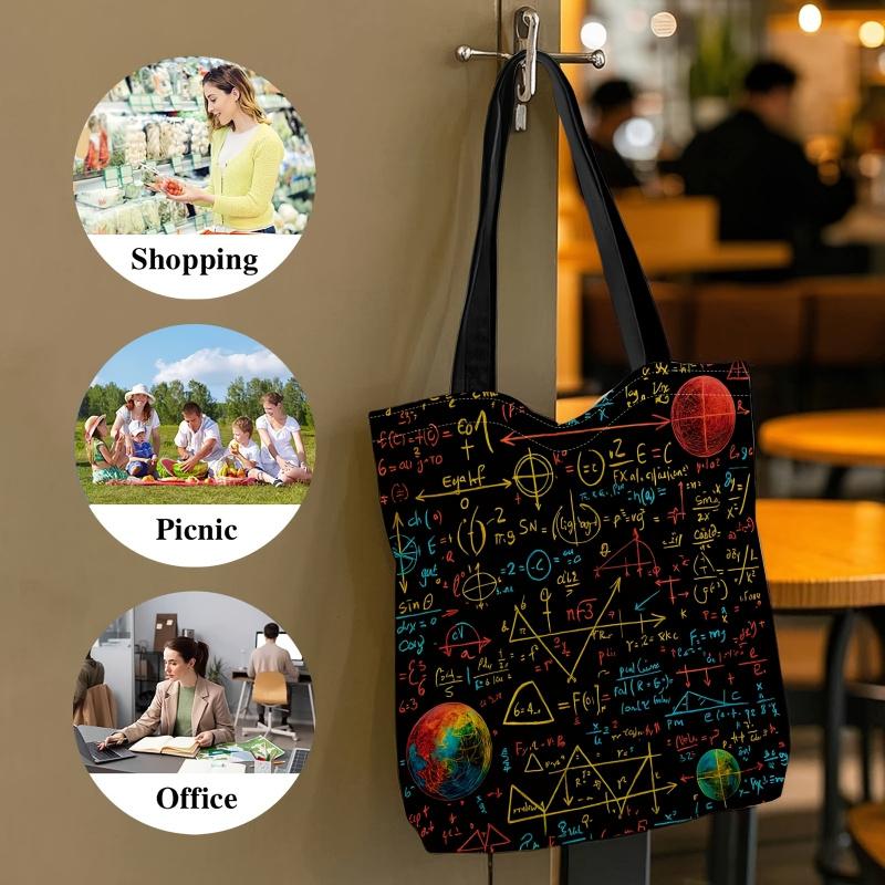 A New Trendy Accessory: Mathematical Formulas, Worldwide Factors, Scientific Computations. Ideal for Shopping, The Beach, And Picnics, This Is a Foldable Canvas Shopping Bag., for Teenager, For Teenager