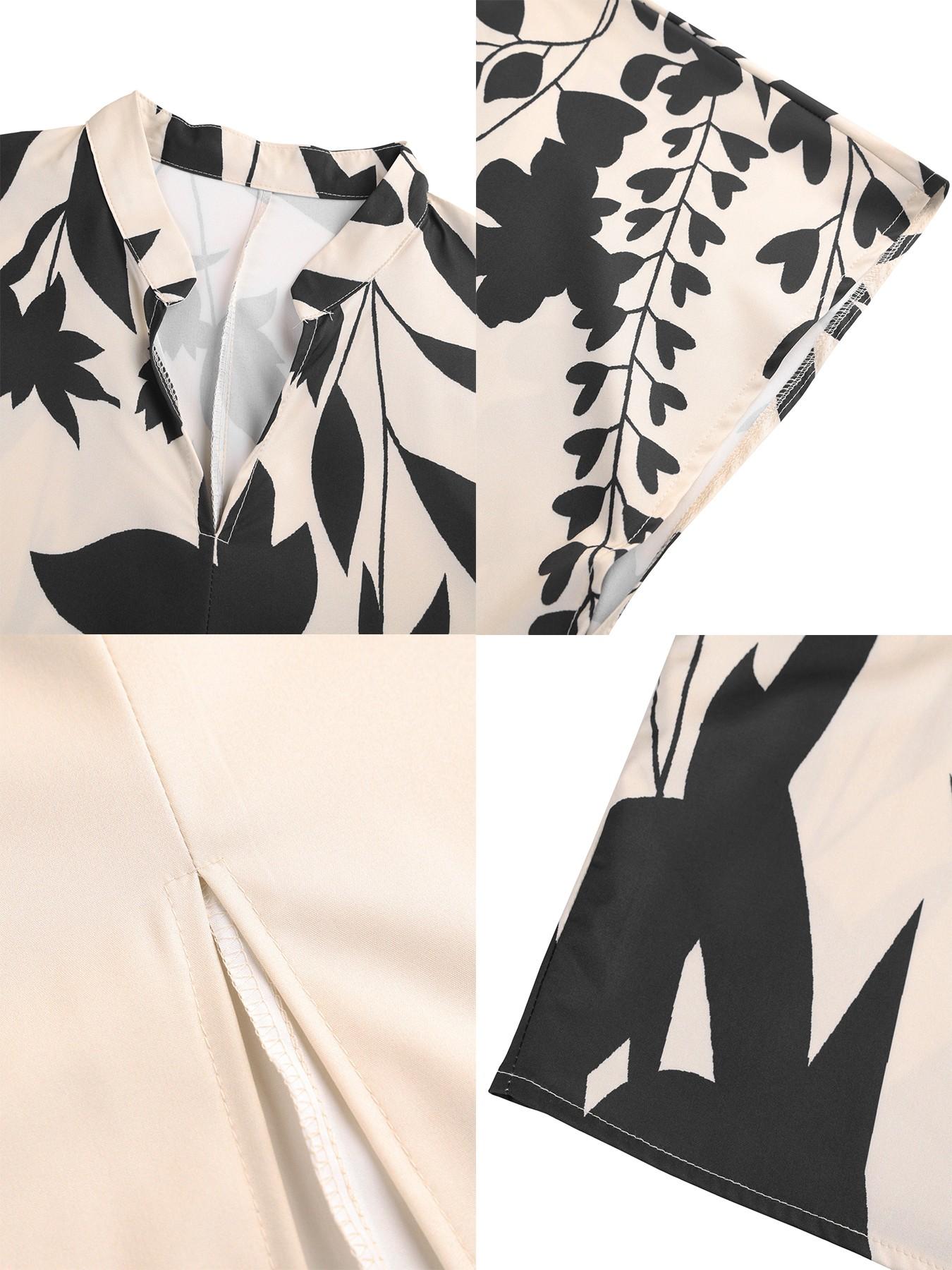 Women's Elegant Long Sleeve V-Neck Batwing Sleeves Split Design Casual Dress, All Season Plus Size Fit Fashion Commuter Wear