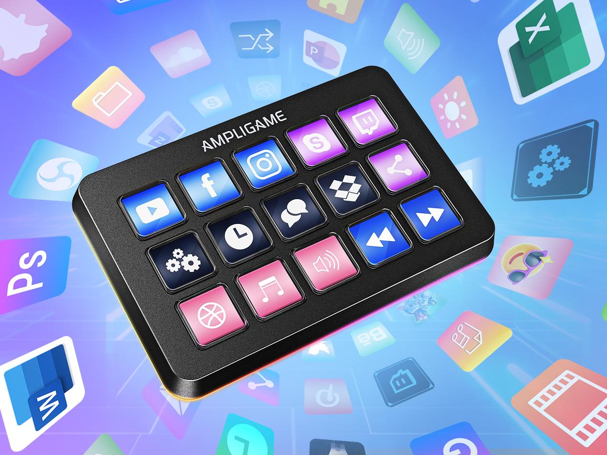 FIFINE D6 Gaming Stream Controller, Control Pad, AmpliGame Control Deck, with 15 Macro Keys, Streaming Keyboard with Trigger Actions in OBS/Twitch/YouTube, Shortcut Buttons Keypad Works with Mac and PC - AmpliGame D6