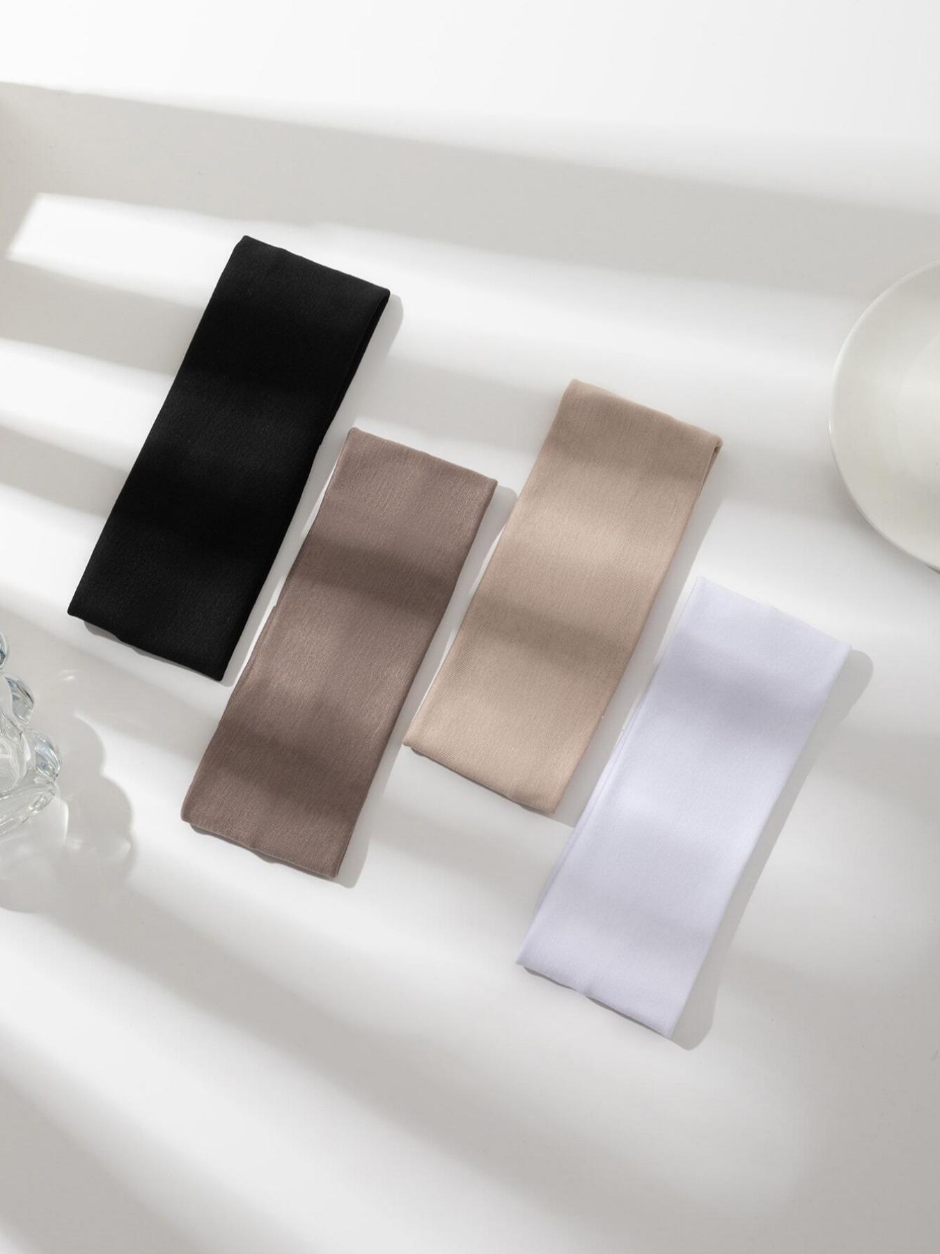 Fashion Solid Color Hair Band (4pcs), High Stretch Sweat-absorbing Hair Band, Daily Hair Accessories for Women & Men, Elastic Headbands