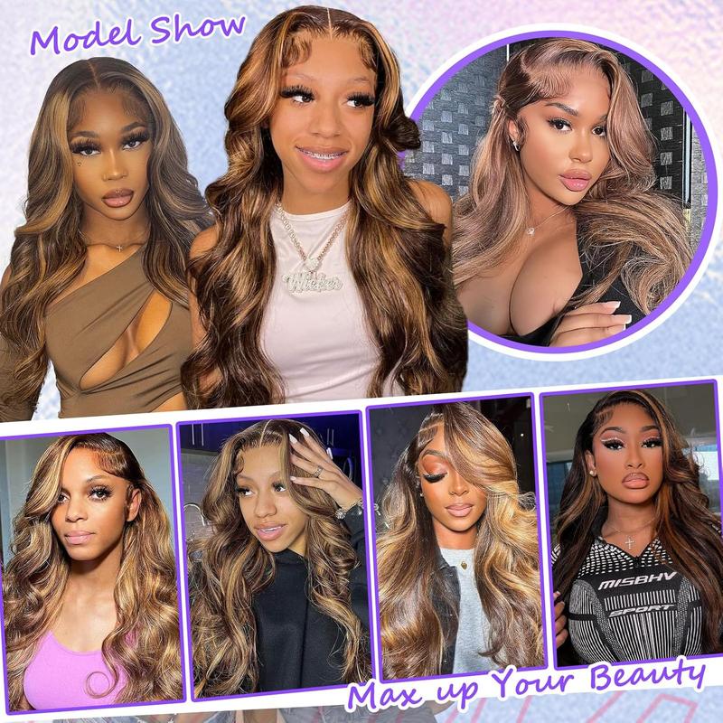 [30“=$89] Yilike Highlight Body Wave Lace Front Wigs Human Hair Honey Blond Ombre Wigs  Body Wave Wig Pre Plucked 13x6 HD Lace Front Wigs Human Hair P4/27 Colored for Women Honey Blonde Ombre Lace Front Wig Human Hair Highlight Body Wave