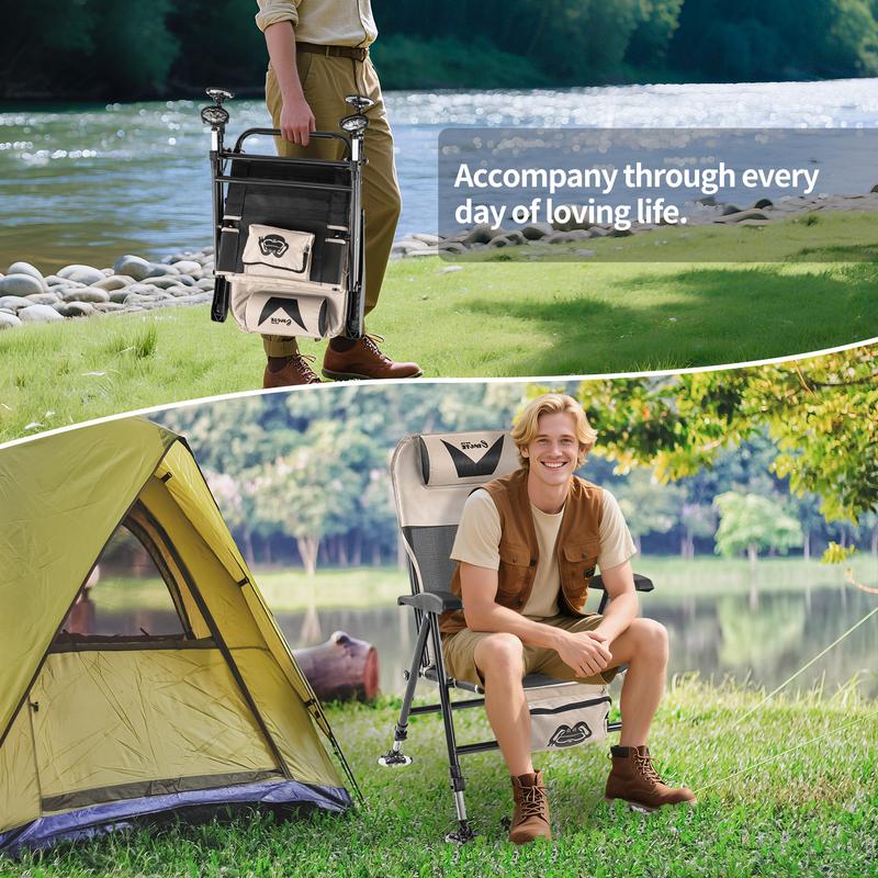 Ultralight Foldable Camping Chair with 180° Reclining Backrest, Anti-Slip Steel Claws for All-Terrain Use - Perfect for Camping, Fishing, Beach Relaxation & Napping