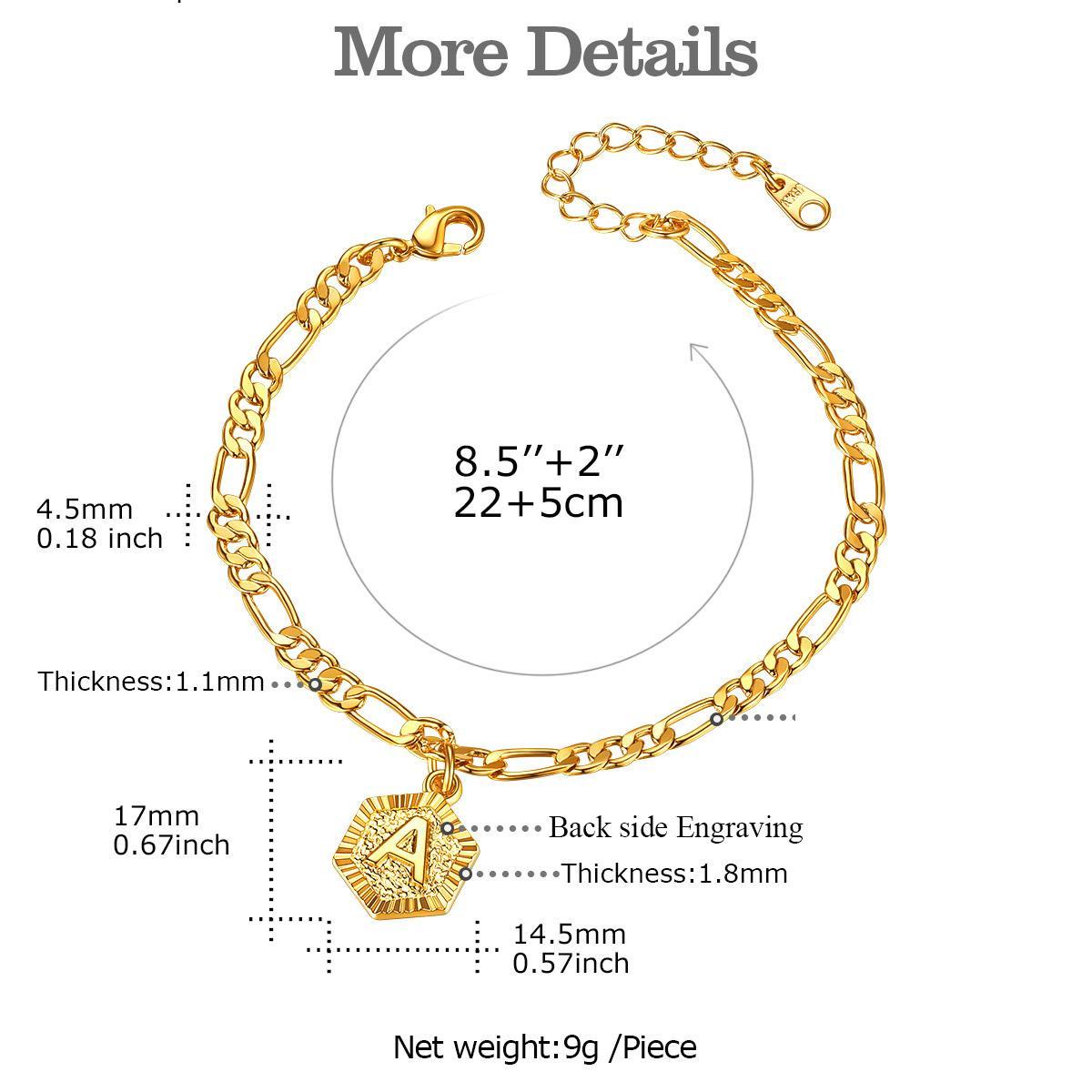 U7 Figaro Chain A-Z Initial Pendant Adjustable Anklet For Summer