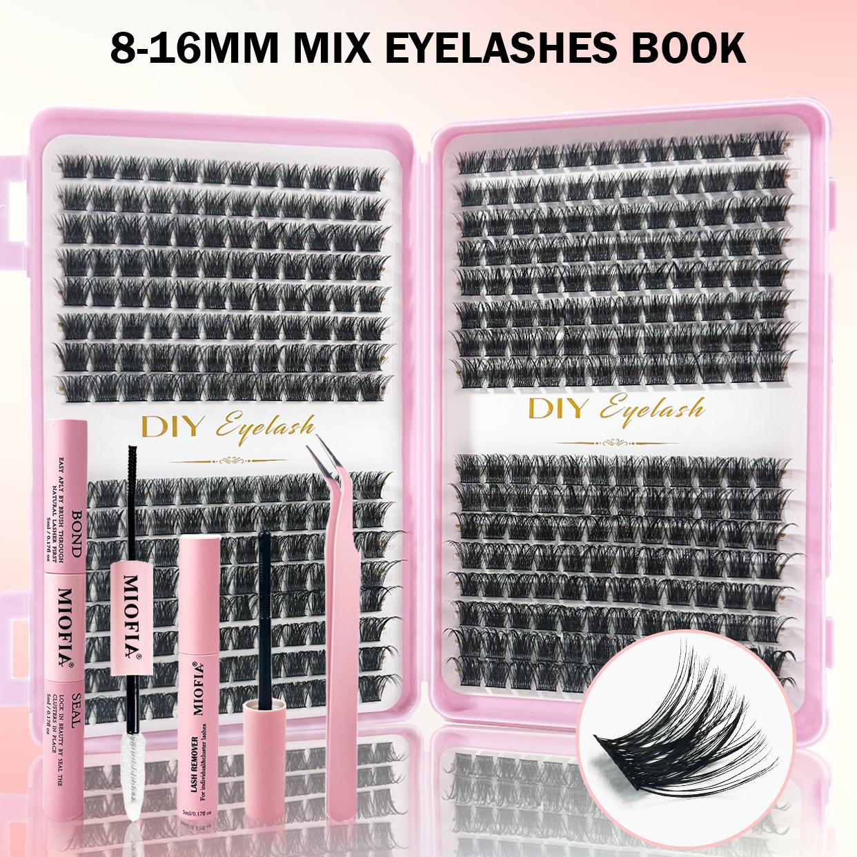 384 Cluster Independent Eyelash Set Natural 3D False Lashes Segmented Extension Kit 8mm-16mm Mixed Lashes DIY Eyelash Extensions Suitable for Women and Girls