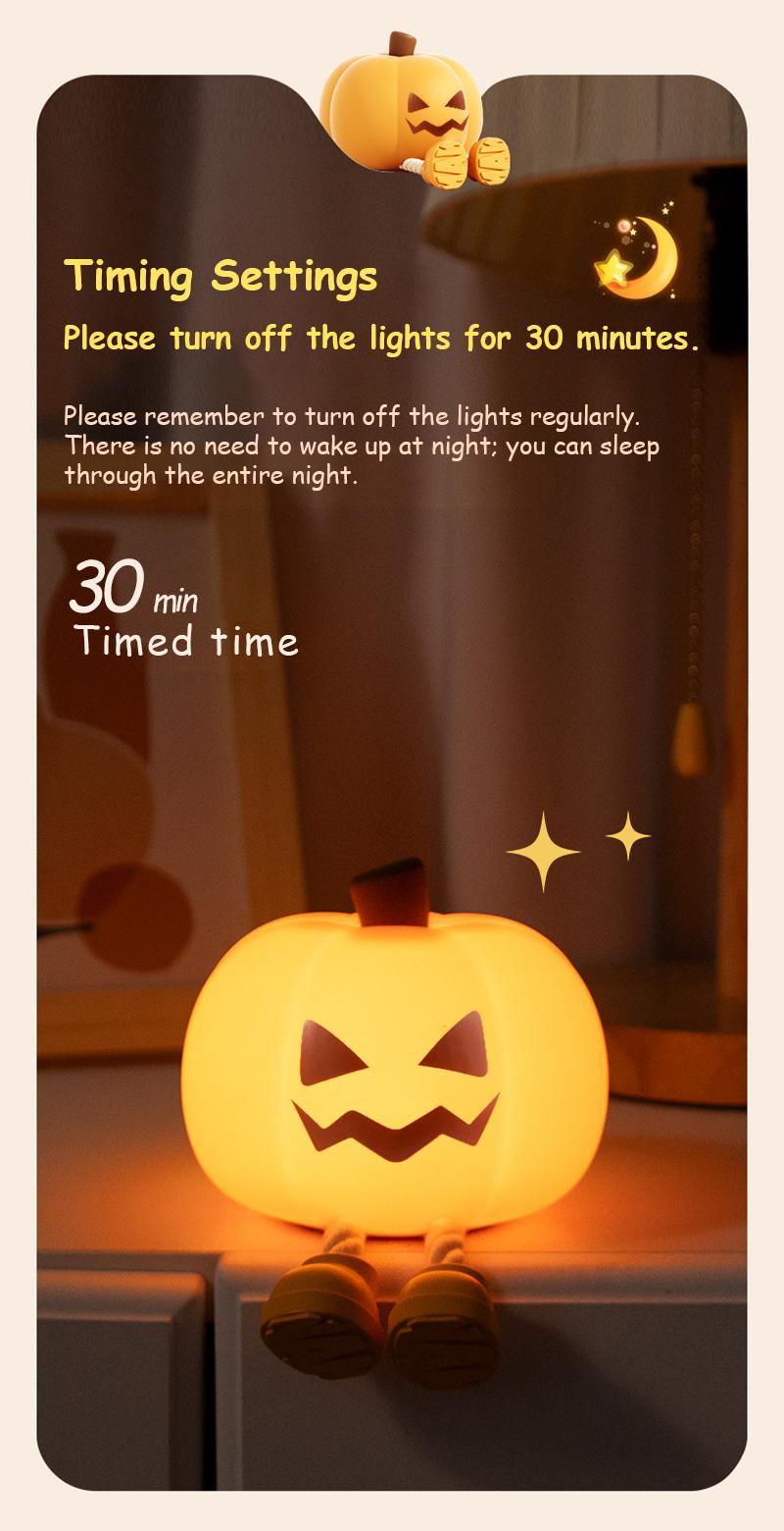 Halloween Pumpkin Night Light, Halloween Decorations Outdoor,Mini LED Pumpkin Lamp with 3 Level Dimmable, Nursery Nightlight for Kids, Silicone Rechargeable Bedside Touch Lamp, for Kids