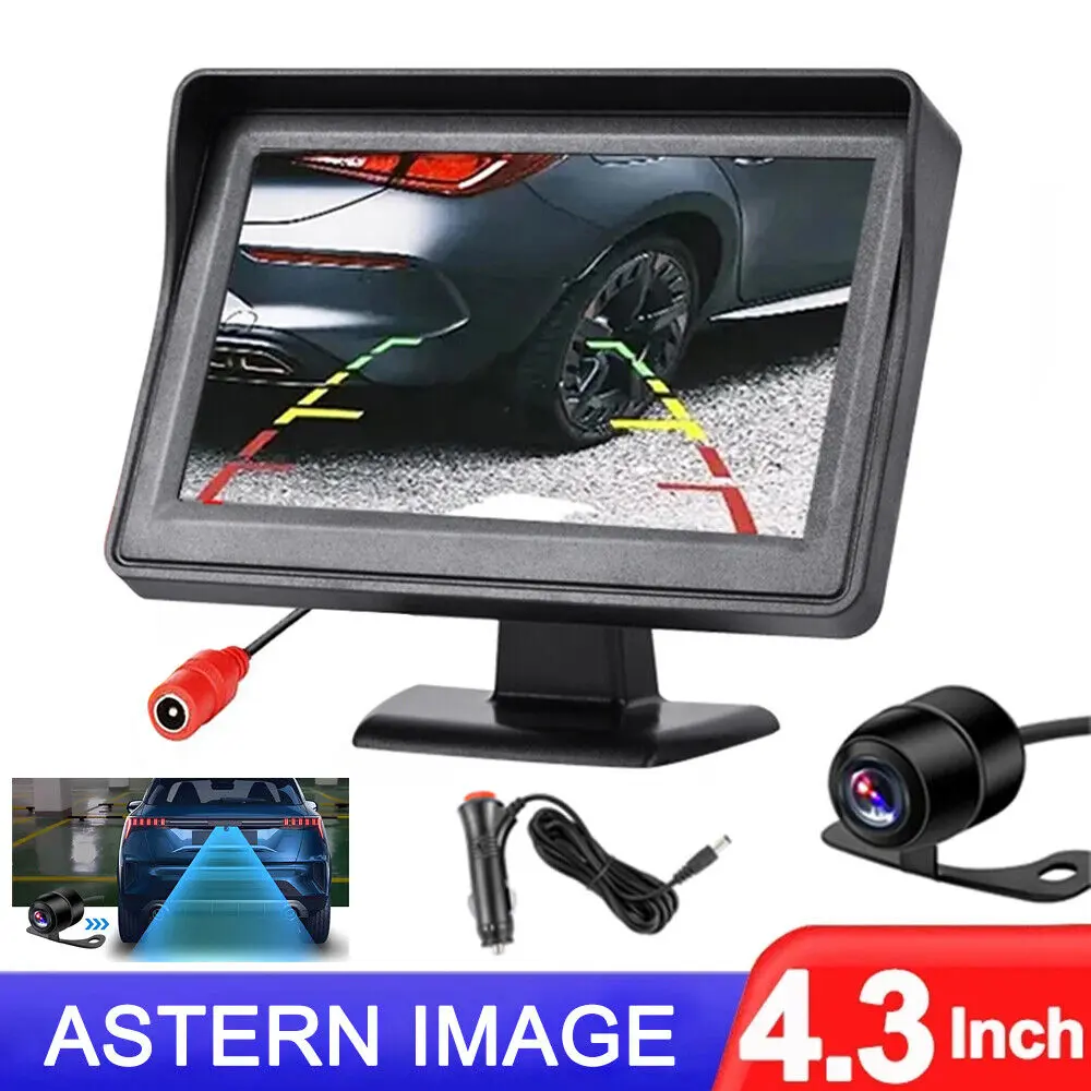Bileeko Car Rearview System, 4.3 Inch Display & Backup Camera, Night Vision, Wireless Transmission, Enhanced Parking Visibility