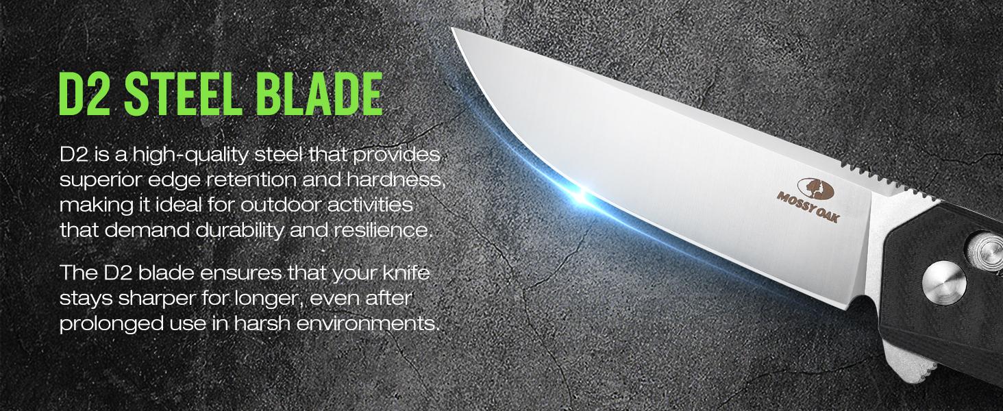 #JumpstartSale MOSSY OAK Folding Pocket Knife, 3.5-Inch D2 Steel Drop Point Blade, G10 Handle, Small EDC Knife with Belt Clip for Camping, Hiking