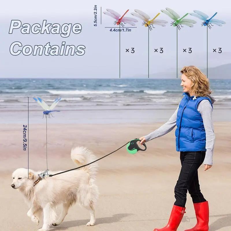 12 Pack Dragon Garden Clips 3D Dragonfly Decor Metal Garden Stakes for Outdoor