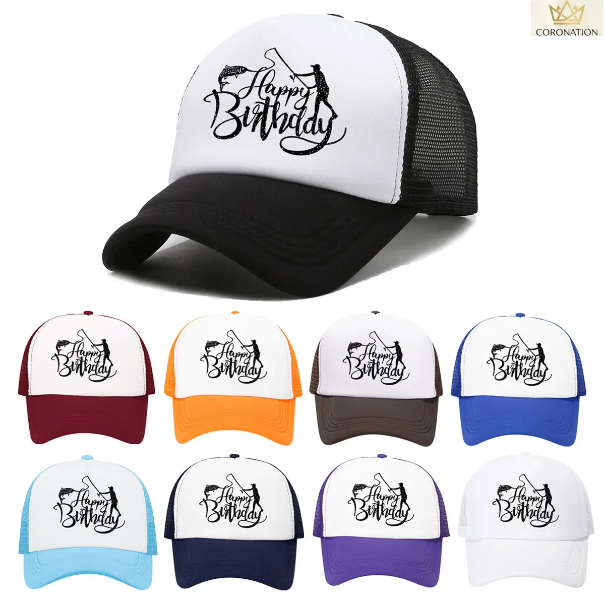 Unisex Vintage Printed Mesh-Back Trucker Hat - Curved Brim, Lightweight Breathable, Adjustable Snap, All Seasons Sports & Outdoor Cap for Fishing, Hiking, Sun Protection, Unisex Wear