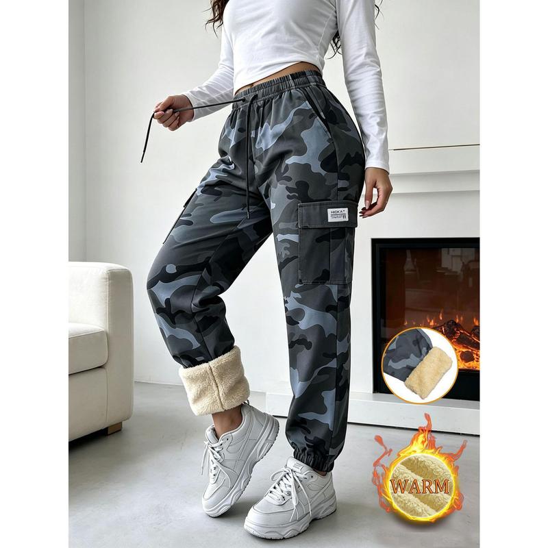 Women's Winter Lined Thickened Casual Trousers, Unique Soundwave‑Tech Embossed Textured Fabric, Comfortable Ribbed Drawstring Waistband, Loose‑Fit Cuffed Pants Equipped with Zipper Pockets, Ideal for Daily & Outdoor Casual Wear, Perfect for Gift Exchange