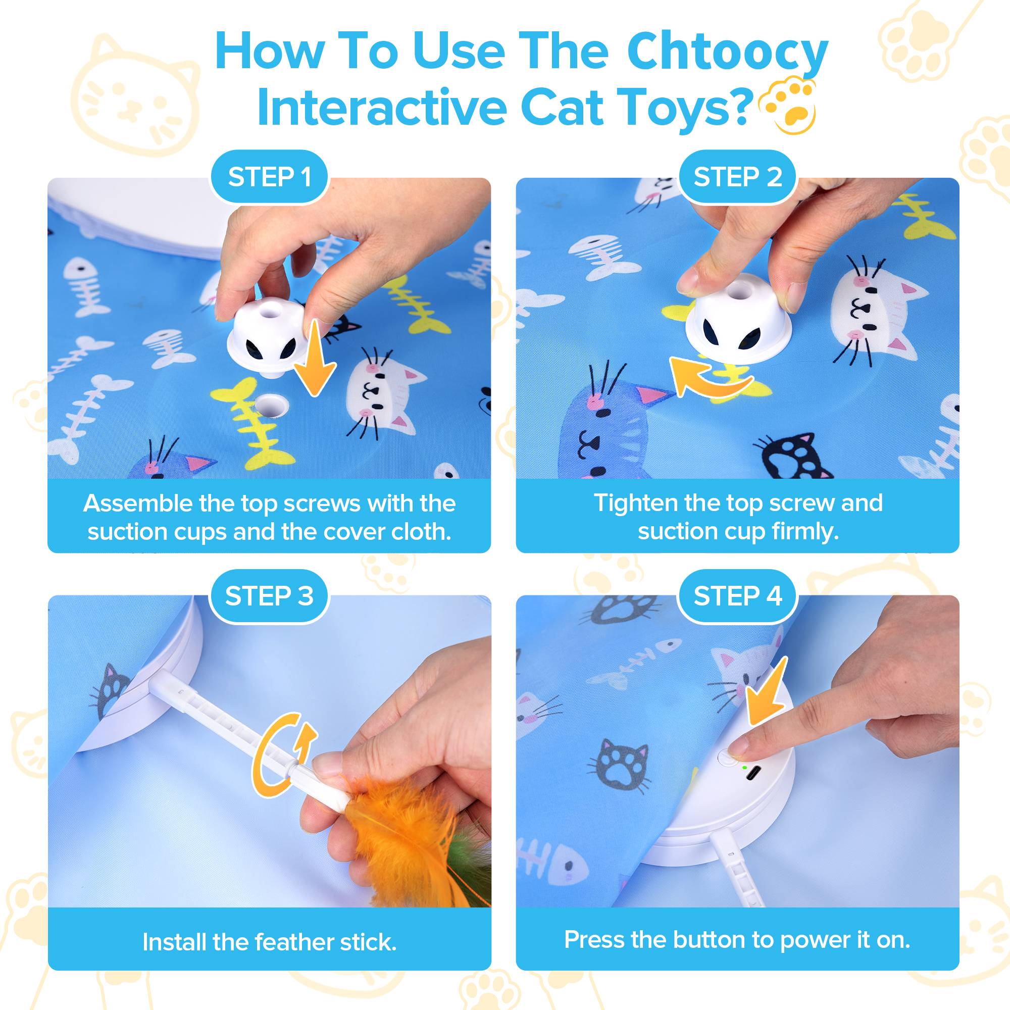 Chtoocy Hide and Seek Interactive Cat Toys,Moving Concealed Wand Feather, Rechargeable Cat Toy,Indoor Exercise Kicker for All Breeds Chtoocy Hide and Seek Interactive Cat Toys,Moving Concealed Wand Feather, Rechargeable Cat Toy,Indoor Exercise Kicker for All Breeds