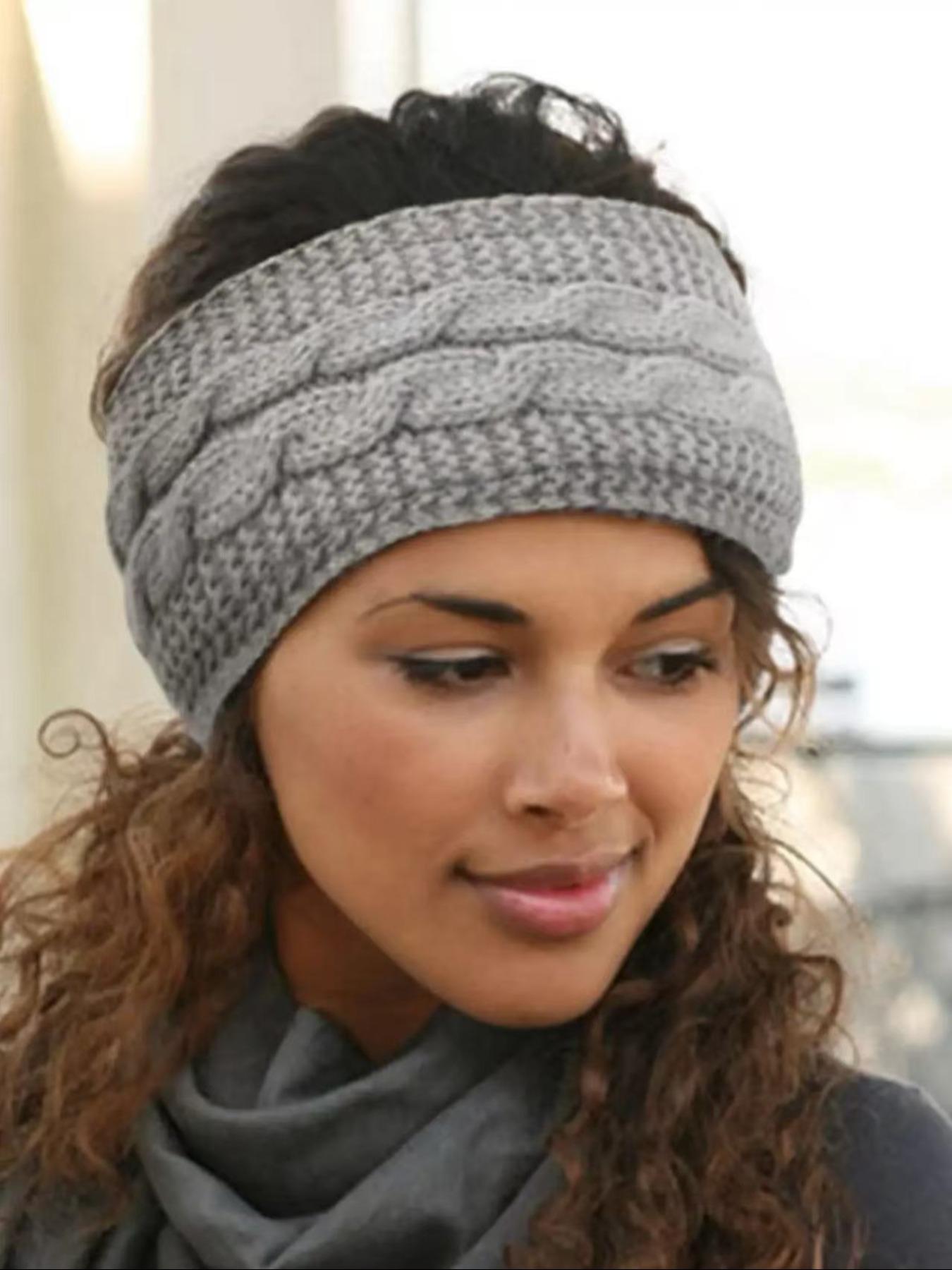 Women's Winter Plush Ear Warmer Headband Set, Soft Elastic Polyester Fiber, Commuting Outdoor Sports Skiing, Comfortable Warmth Protection