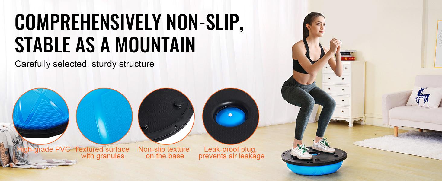 fathersdaygift  VEVOR Half Exercise Ball Trainer, 23 inch Balance Ball Trainer, 660 lbs Capacity Stability Ball, Yoga Ball with Resistance Bands and Pump, Strength Fitness Ball for Home Gym, Full Body Workouts, Blue