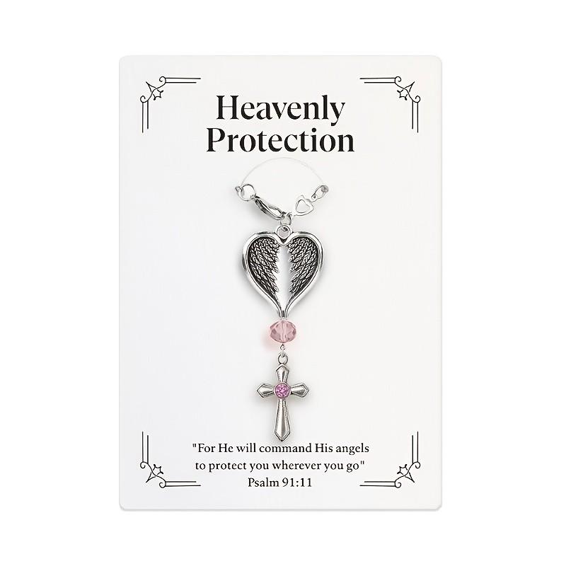 Heart Wings Pendant Angel Keychain, Car Rearview Mirror Ornament, Steering Wheel Chain Decor, New Year Gift, Valentine's Day Present