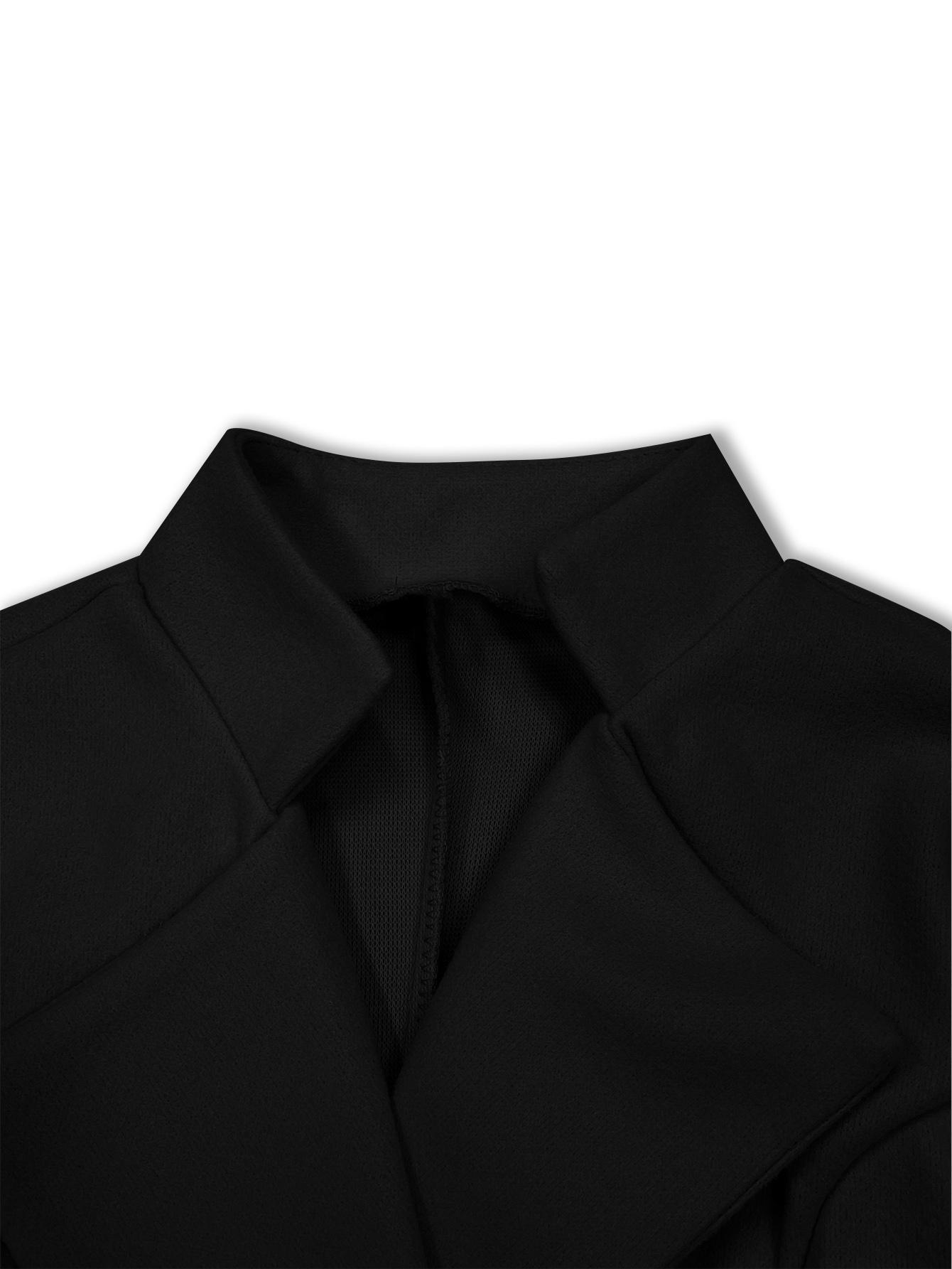 Elegant Fashion Women's Mid-Length Solid Color Slim Fit Coat, Stylish Collar Design with Button Closure Jackets for Autumn & Winter, Solid Buttons Jacket