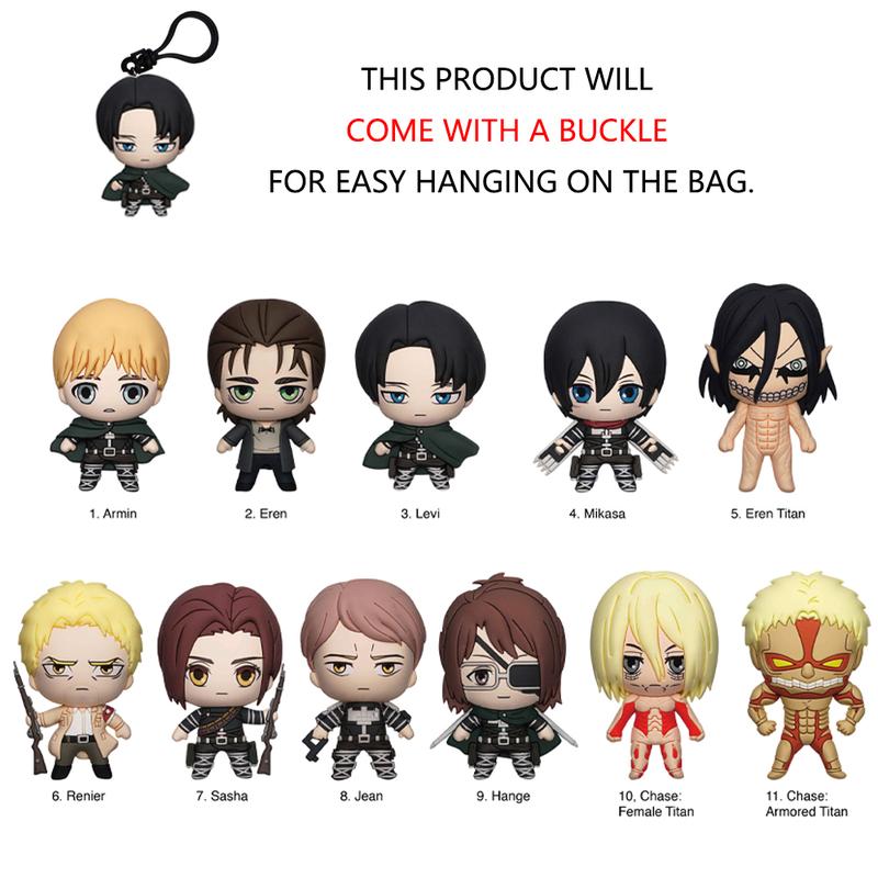 Attack on Titan Blind Bag Keyring/Blind Box Figure 1pc Random One Officially Licensed 3D Cartoon Mystery Anime Keychain Bag Clip Table Decoration Armin Eren Mikasa Levi Hange Christmas Halloween Friends Birthday Anniversary Gifts Limited Edition Accessory