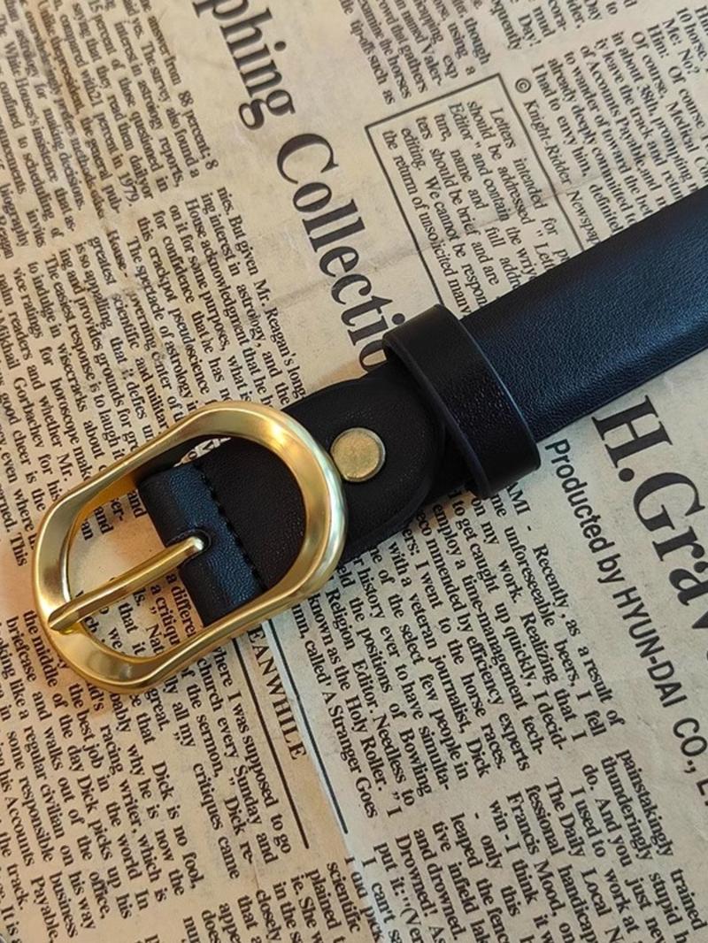 Women's PU Belt, Solid Color Strap and Alloy Buckle, Fashionable Classic Accessory, Suitable for Daily Use, All Seasons