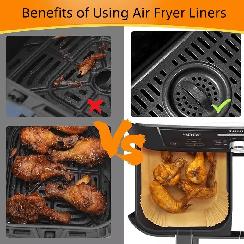 150 Pcs Non-Stick Air Fryer Liners, Rectangular Air Fryer Paper, Multifunctional for Baking, Roasting, Microwave, Home & Commercial Use