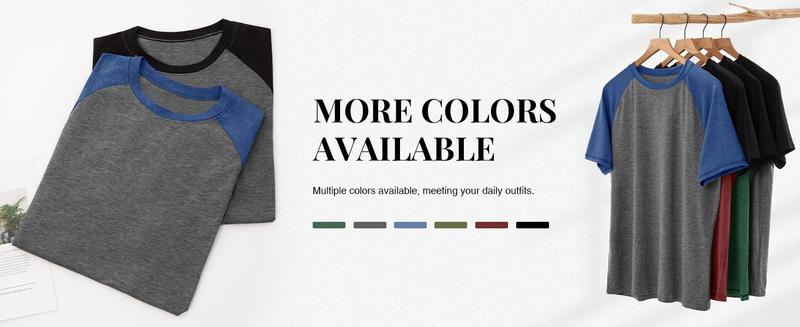 Runcati Mens Casual Slim Fit T Shirts Raglan Short Sleeve Crewneck Baseball Tees Color Block Workout Fashion Shirt