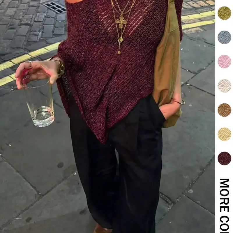 Women's Spring Summer Irregular Hollow Out Casual Versatile Vacation Beach Party Fashion Boho Knitted Shawl Wrap Sun Protection Loose Knit Hoodie