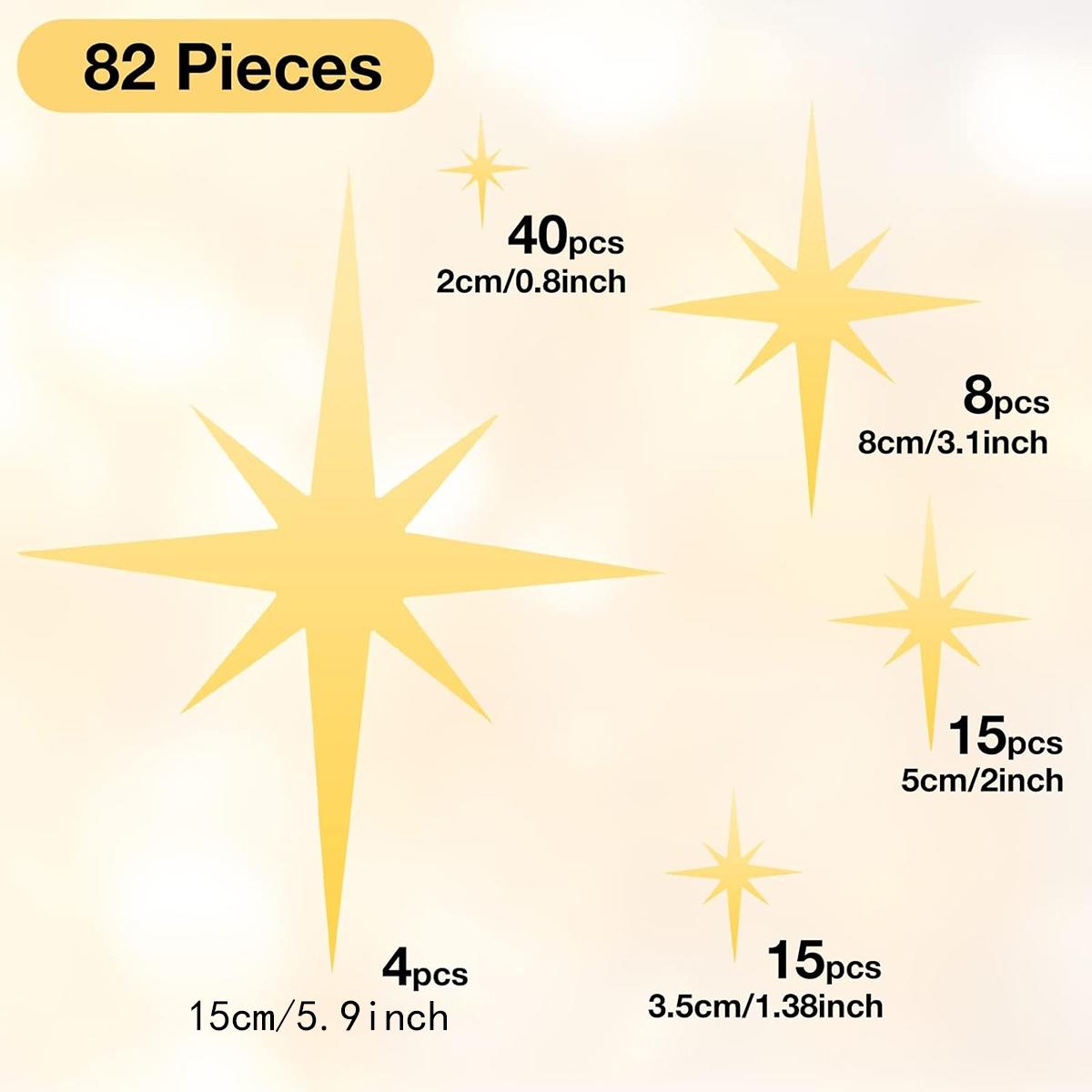 82 Piece 3D Acrylic Star Mirror Wall Stickers, Detachable Self-Adhesive Decorative Decals, Ceiling Bedroom Living Room Girl's Room, /silver Color