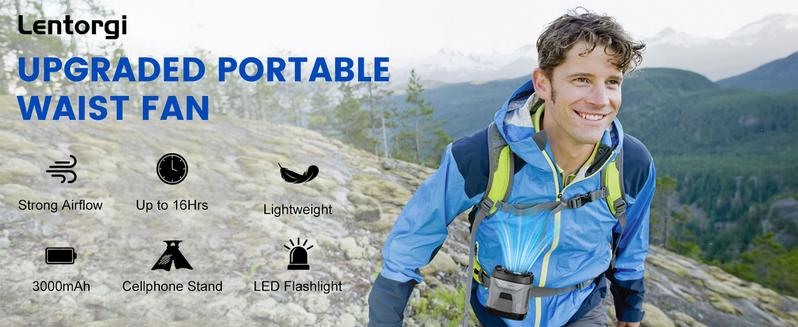 Lentorgi,Portable Fan,Clip Fan Rechargeable With stand,4 Speeds Strong Airflow Small Fan Waist,Weight reduction design,for Travel Camping Outdoor Jobsite,Camping Essentials-Black and Gray Lentorgi,Portable Fan,Clip Fan Rechargeable With stand,4 Speeds Strong Airflow Small Fan Waist,Weight reduction design,for Travel Camping Outdoor Jobsite,Camping Essentials-Black and Gray
