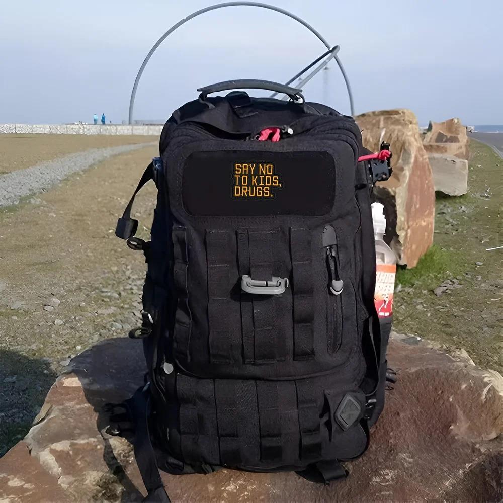 SAY NO TO KIDS Tactical Quotes Velcros Patch Fun Meme Hook Loop Fastener Badge Embroidered Design for Cap Jeans Molle Backpack