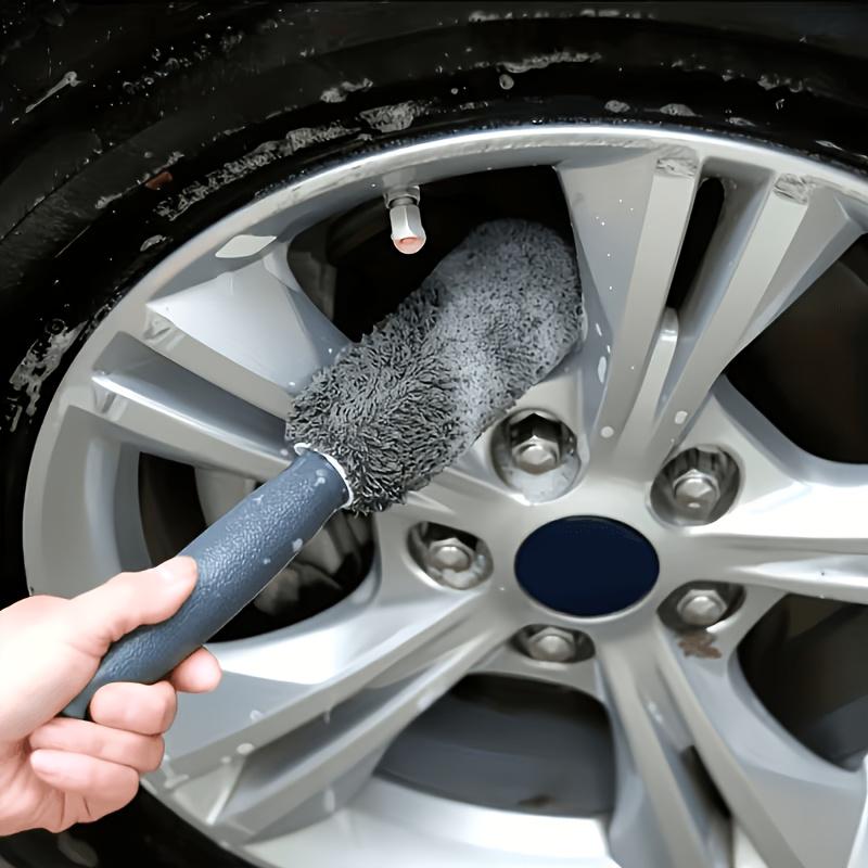 2PCS Ultra-fine Fiber Car Wheel Cleaning Brush, Scratch Free Wheel & Tire Brush, Bendable Deep Cleaning Tool, Suitable for Cars, Trucks, SUVs, Motorcycles - Ergonomic Handle, Washable, Reusable, Auto Detailing Supplies